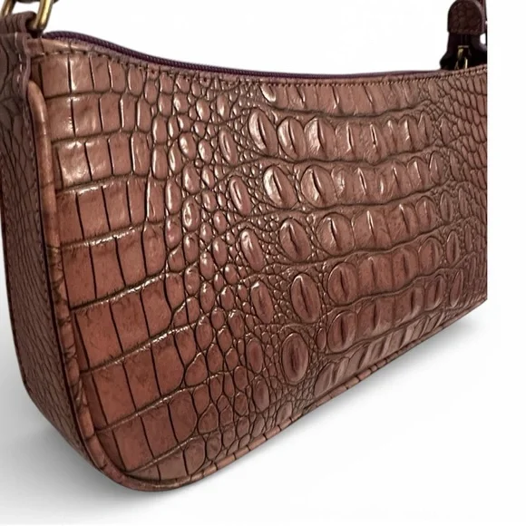 Vintage Brahmin Y2K Croc Embossed Leather Handbag Shoulder Mini Bag w/ Dust Bag - Picture 3 of 16